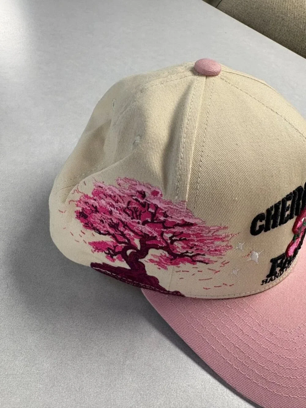 Field Grade Cherry Bomb Trucker Hat Embroidery Pink Brim One Size